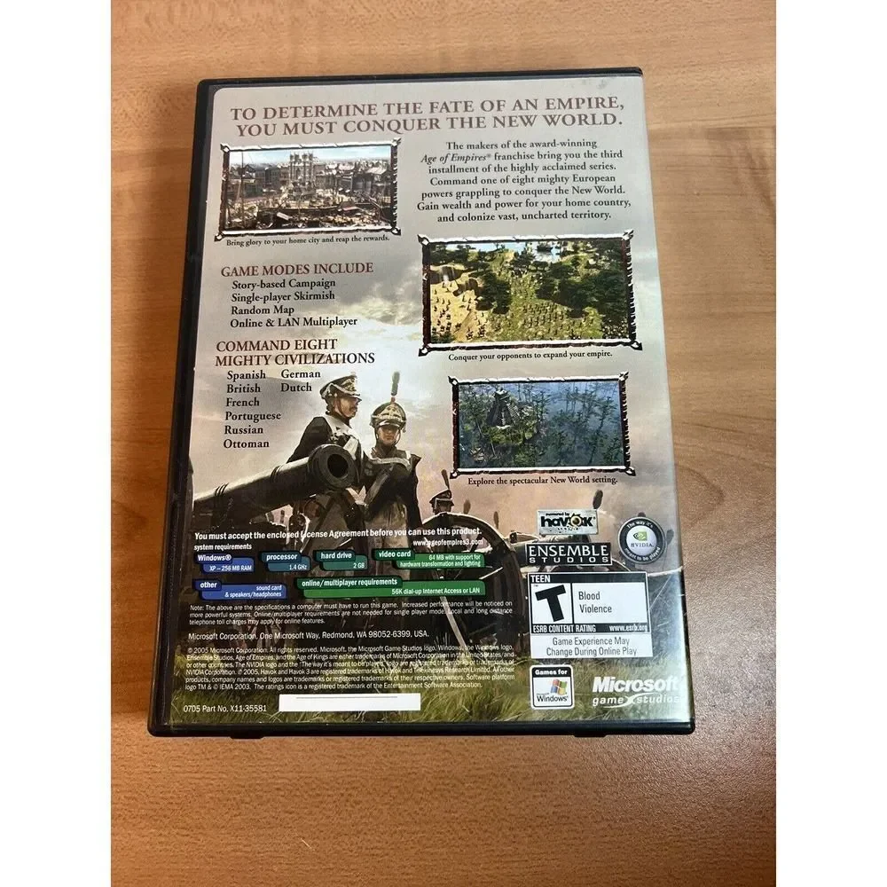 Age of Empires 3 III PC CD Microsoft 3 Discs Manual 2005